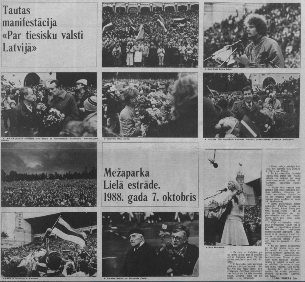 Erfüllte Prophezeiung von Eižens Finks: Massendemo am 7. Oktober 1988 für ein freies Lettland.